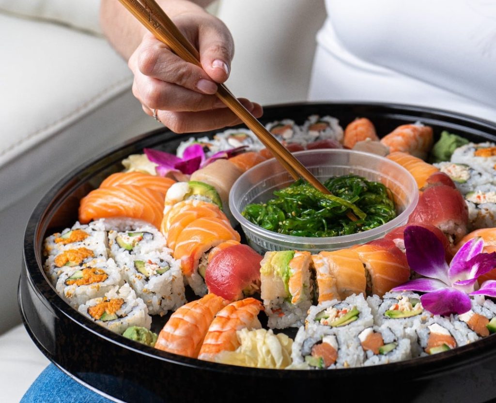 A bowl of sushi and sashimi at RA Sushi Bar Restaurant.