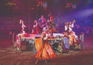 People performing in costume at the Tournament of Kings. 