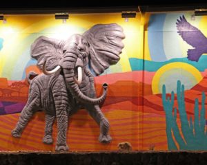 A mural of an elephant at the Las Vegas Natural History Museum. 