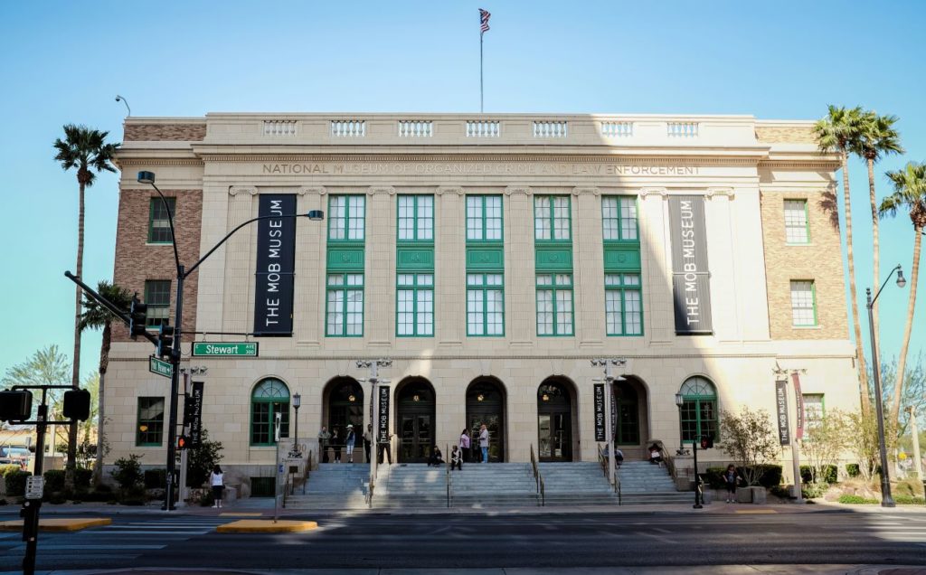 The exterior of The Mob Museum Las Vegas.