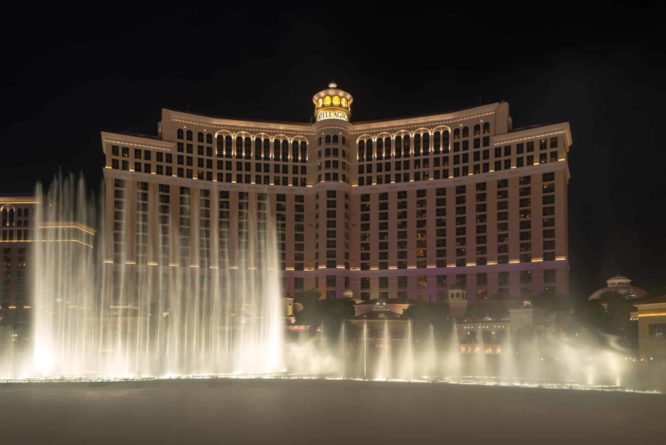 The Bellagio fountains in front of the hotel